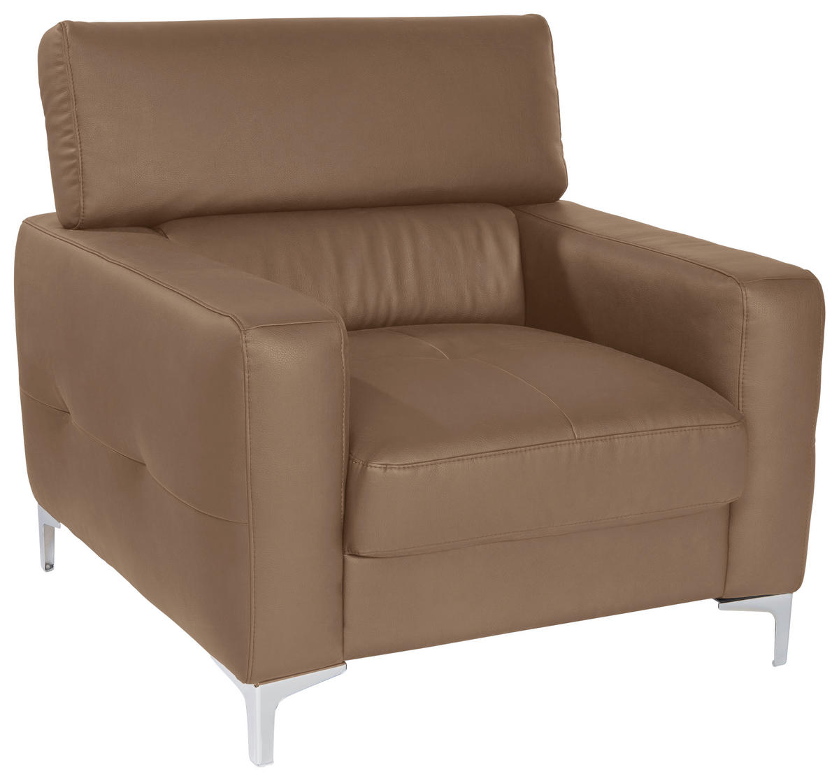 SESSEL in Echtleder Hellbraun  - Chromfarben/Hellbraun, Design, Leder/Metall (99/78-92/106cm) - Livetastic