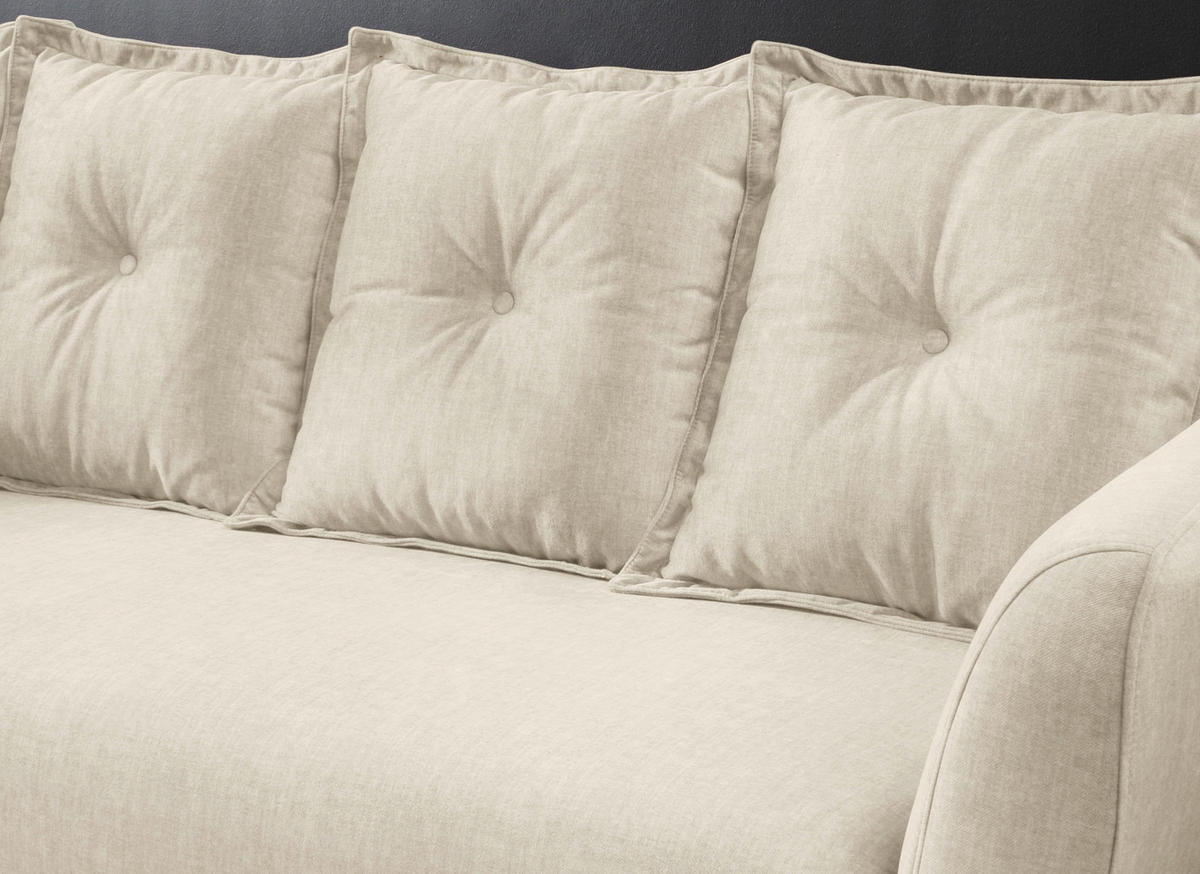 3-SITZER-SOFA in Velours Beige, Buchefarben  - Beige/Buchefarben, Modern, Holz/Textil (236/94/103cm) - Livetastic