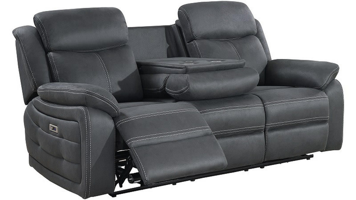 RECLINERSOFFA i grå  - svart/grå, Klassisk, metall/trä (219/105/99cm) - Best Price