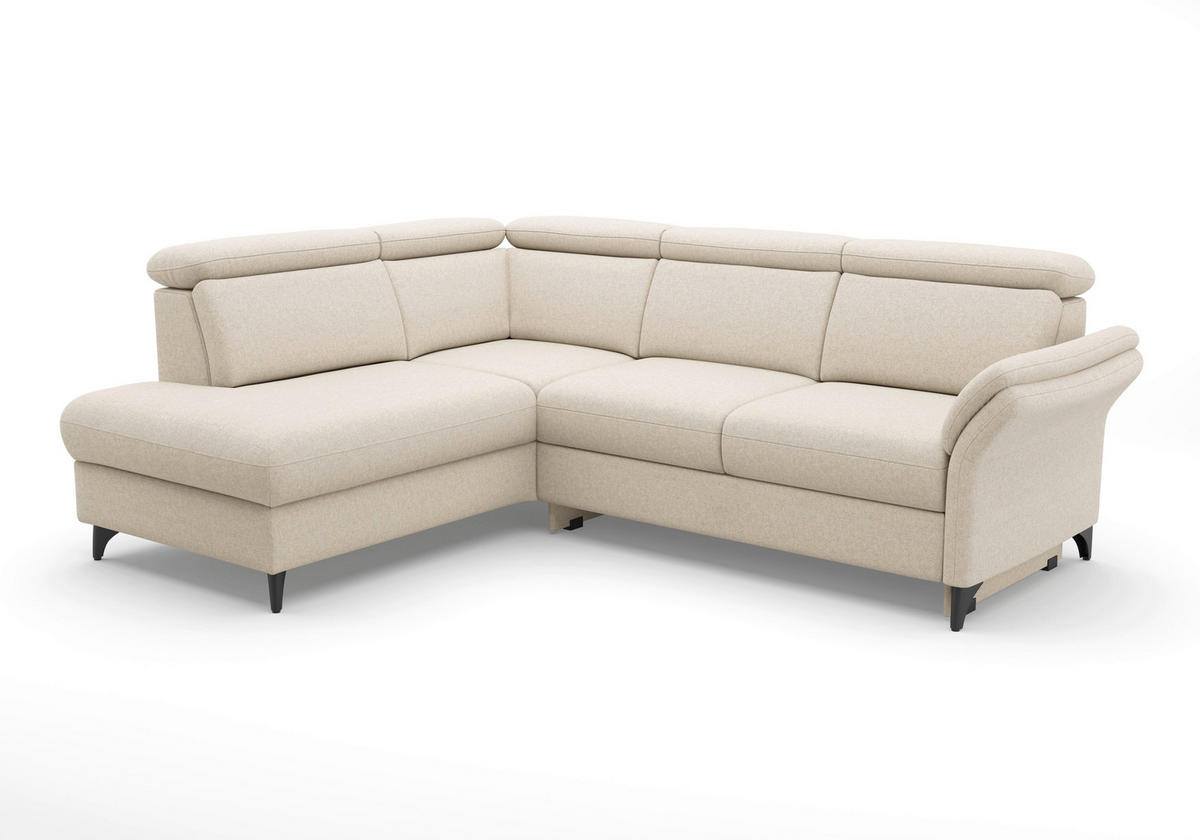 ECKSOFA GLENDALE E in Flachgewebe Creme  193/247 cm  - Creme/Schwarz, KONVENTIONELL, Textil/Metall (193/247cm) - Sit & More
