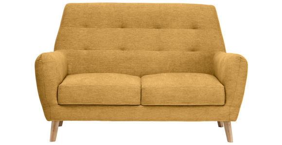 2-SITZER-SOFA in Webstoff Gelb  - Eichefarben/Gelb, Design, Holz/Textil (160/105/84cm) - Carryhome