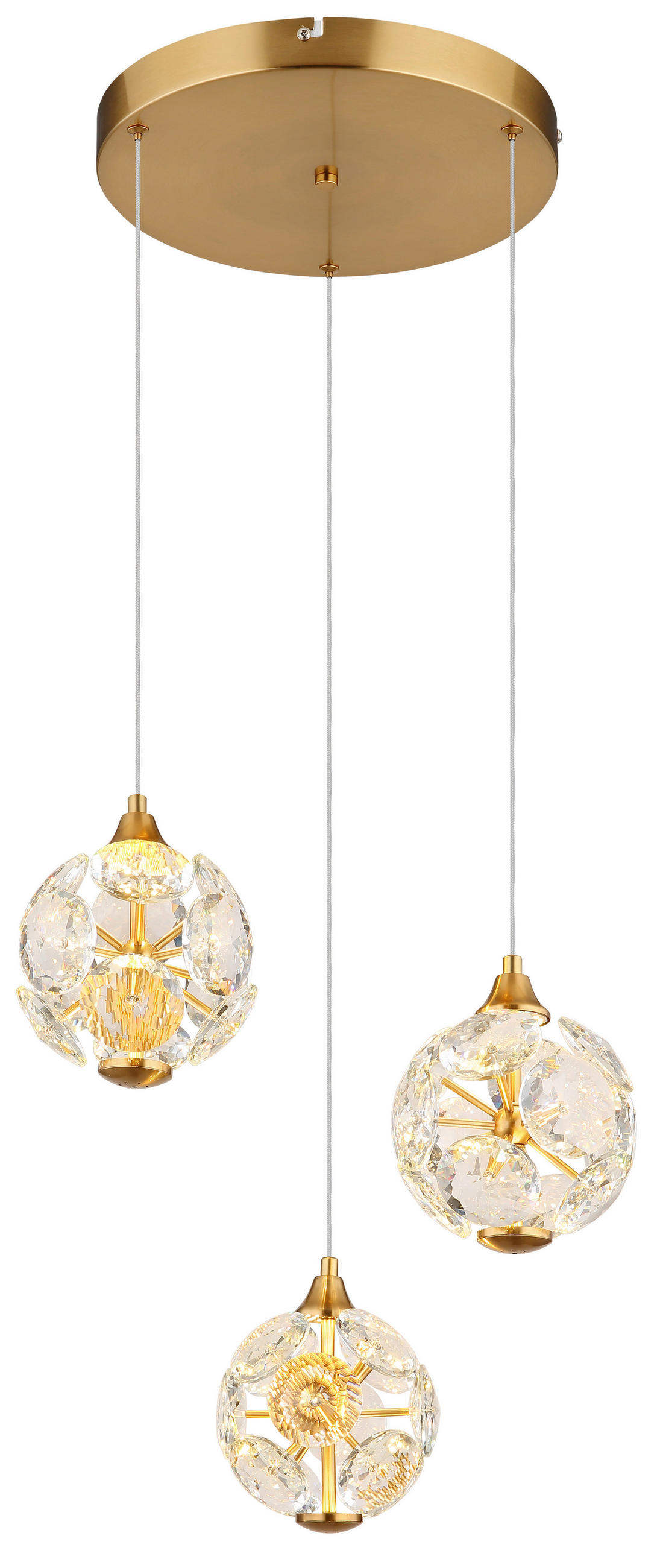 LED-HÄNGLAMPA VIRINA 42/15 cm  - klar/guldfärgad, Klassisk, metall/glas (42/15cm) - Globo