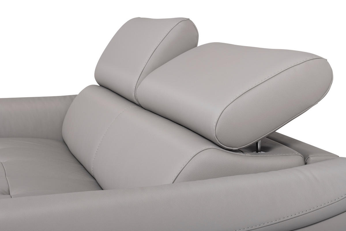 SCHLAFSOFA in Echtleder Hellgrau  - Hellgrau, Design, Leder/Metall (203/77-98/103cm) - MID.YOU