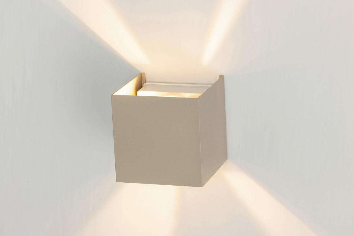 LED-WANDLEUCHTE 10/10/10 cm   - Sandfarben, Basics, Kunststoff/Metall (10/10/10cm) - Novel