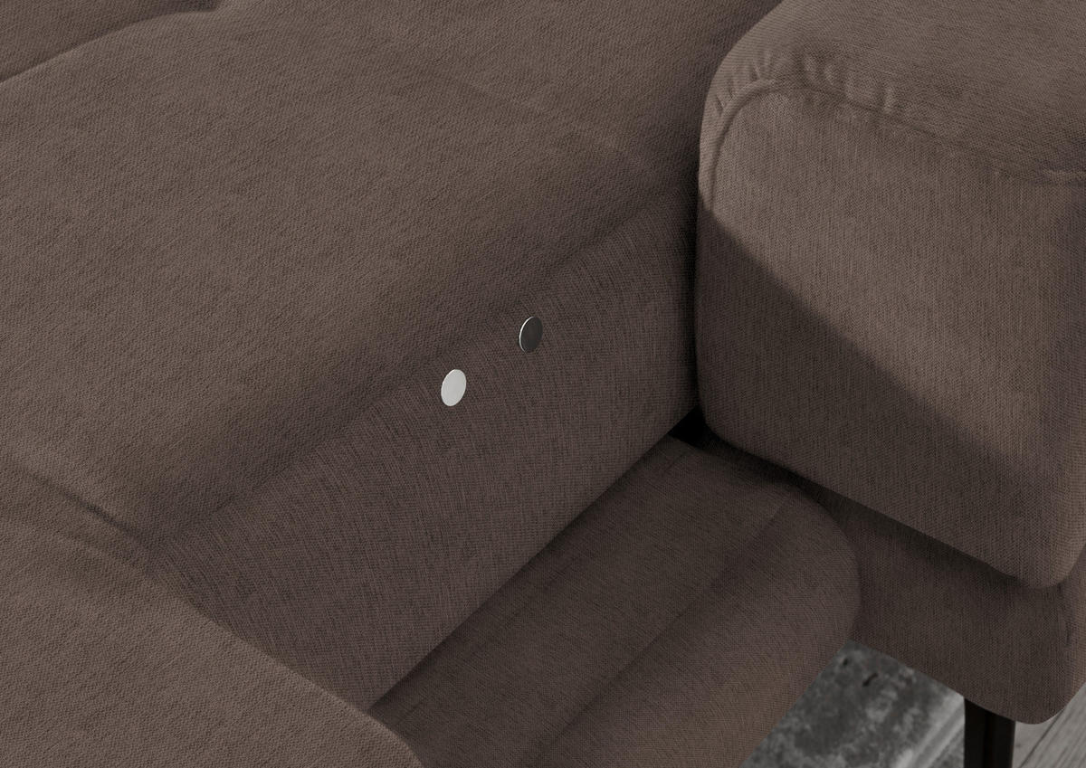 ECKSOFA in Flachgewebe Braun  - Schwarz/Braun, Design, Textil/Metall (309/190cm) - Beldomo Style