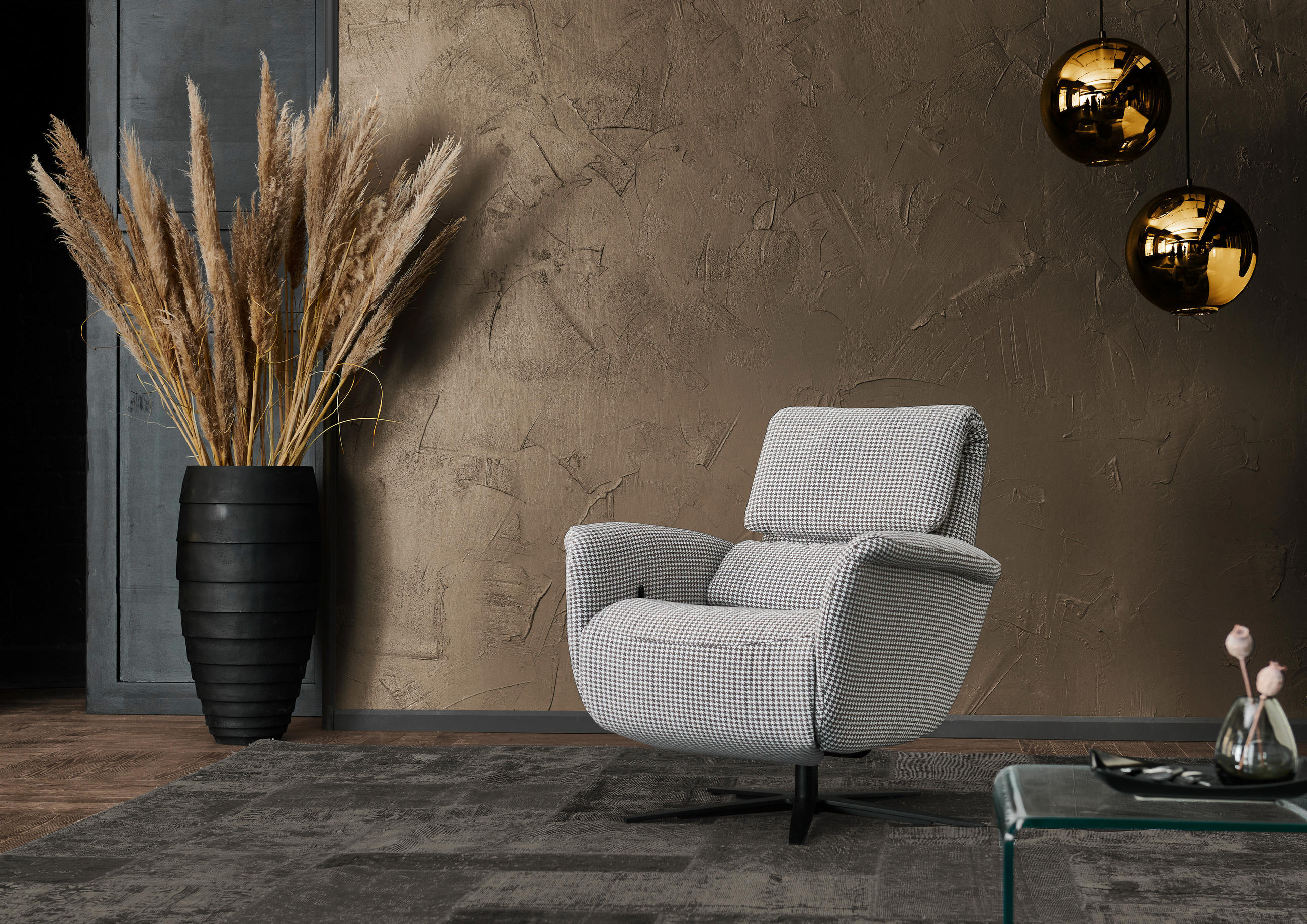 RELAXSESSEL in Textil Grau, Schwarz, Silberfarben  - Silberfarben/Schwarz, Design, Textil/Metall (78/88-177/82cm) - Valdera