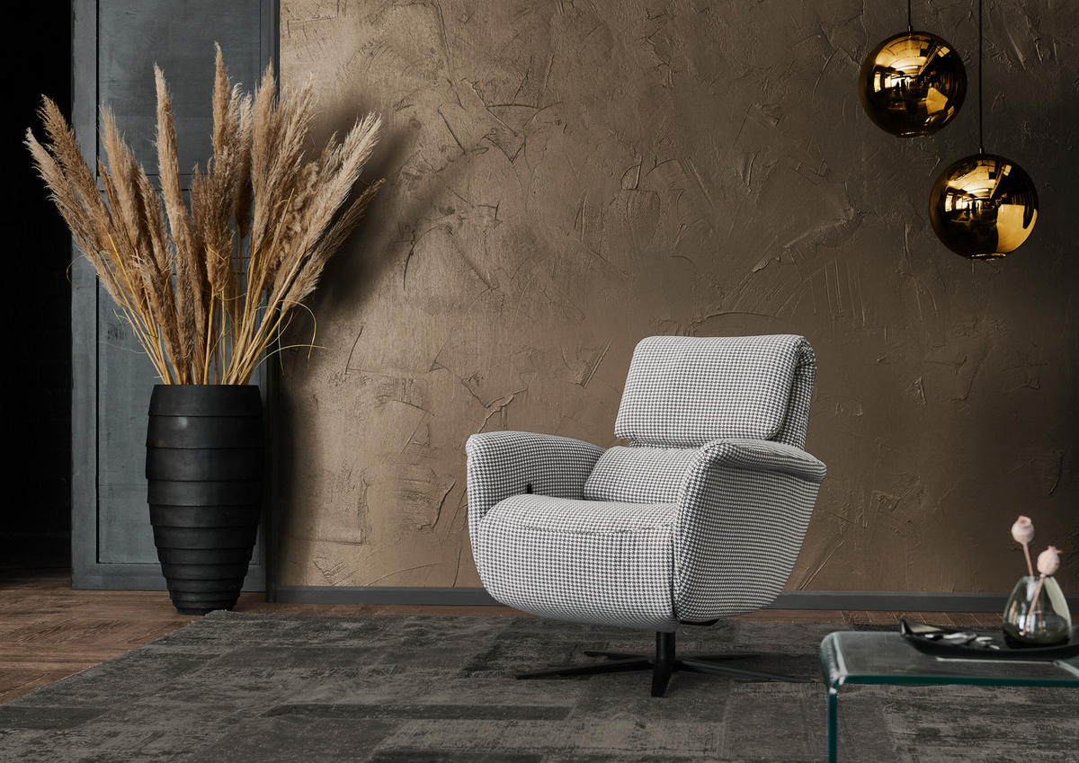 RELAXSESSEL in Textil Grau, Schwarz, Silberfarben  - Silberfarben/Schwarz, Design, Textil/Metall (78/88-177/82cm) - Valdera