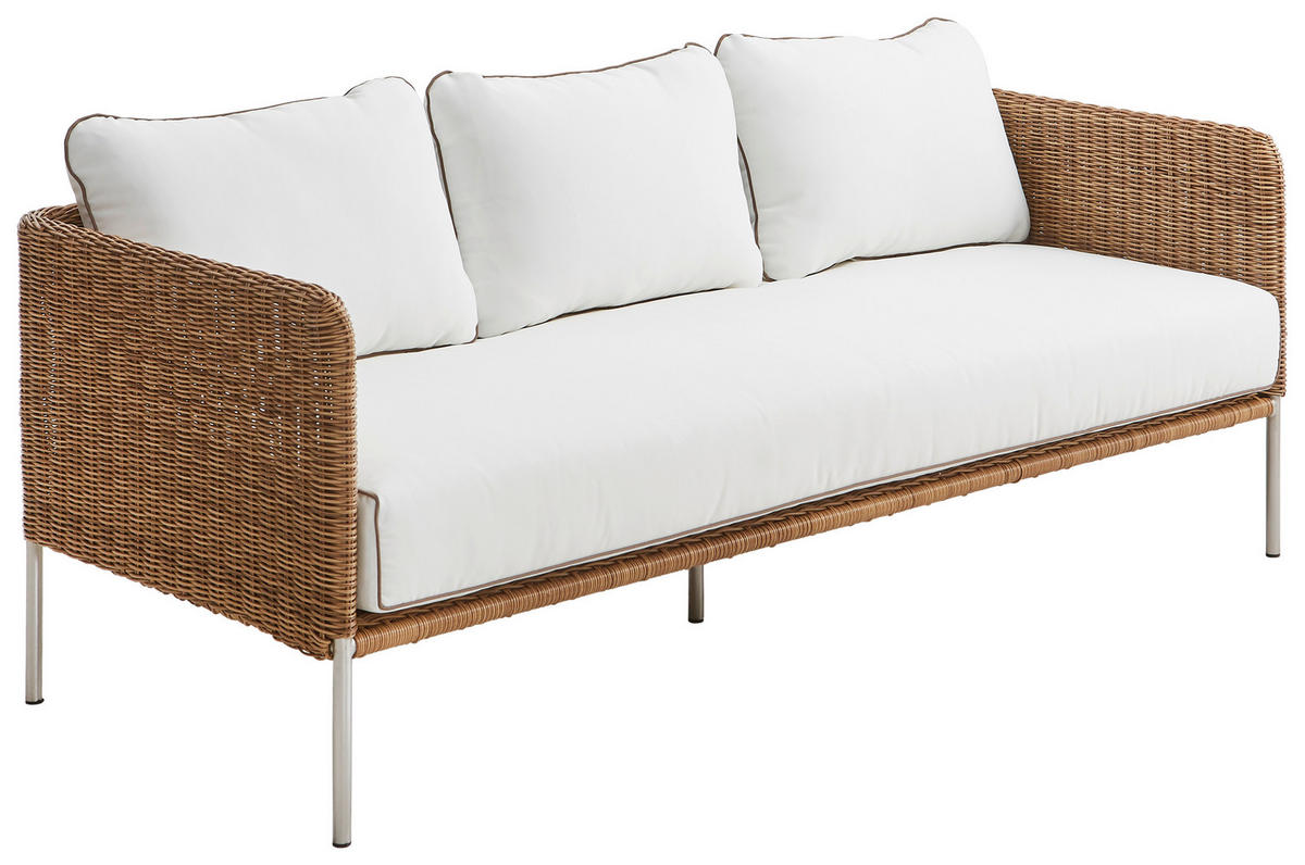 LOUNGESOFA 183/65/75 cm Edelstahl  - Edelstahlfarben/Weiß, Natur, Kunststoff/Textil (183/65/75cm) - Amatio