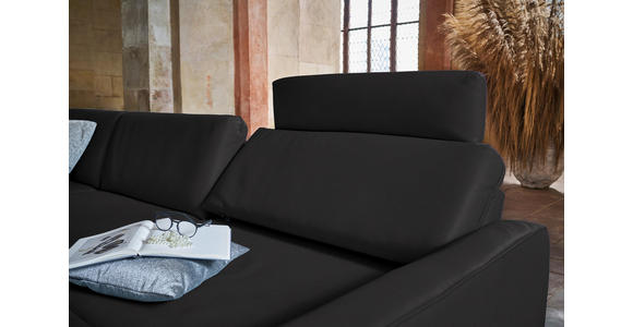 ECKSOFA in Echtleder Schwarz  - Anthrazit/Schwarz, KONVENTIONELL, Leder/Metall (324/182cm) - Ambiente