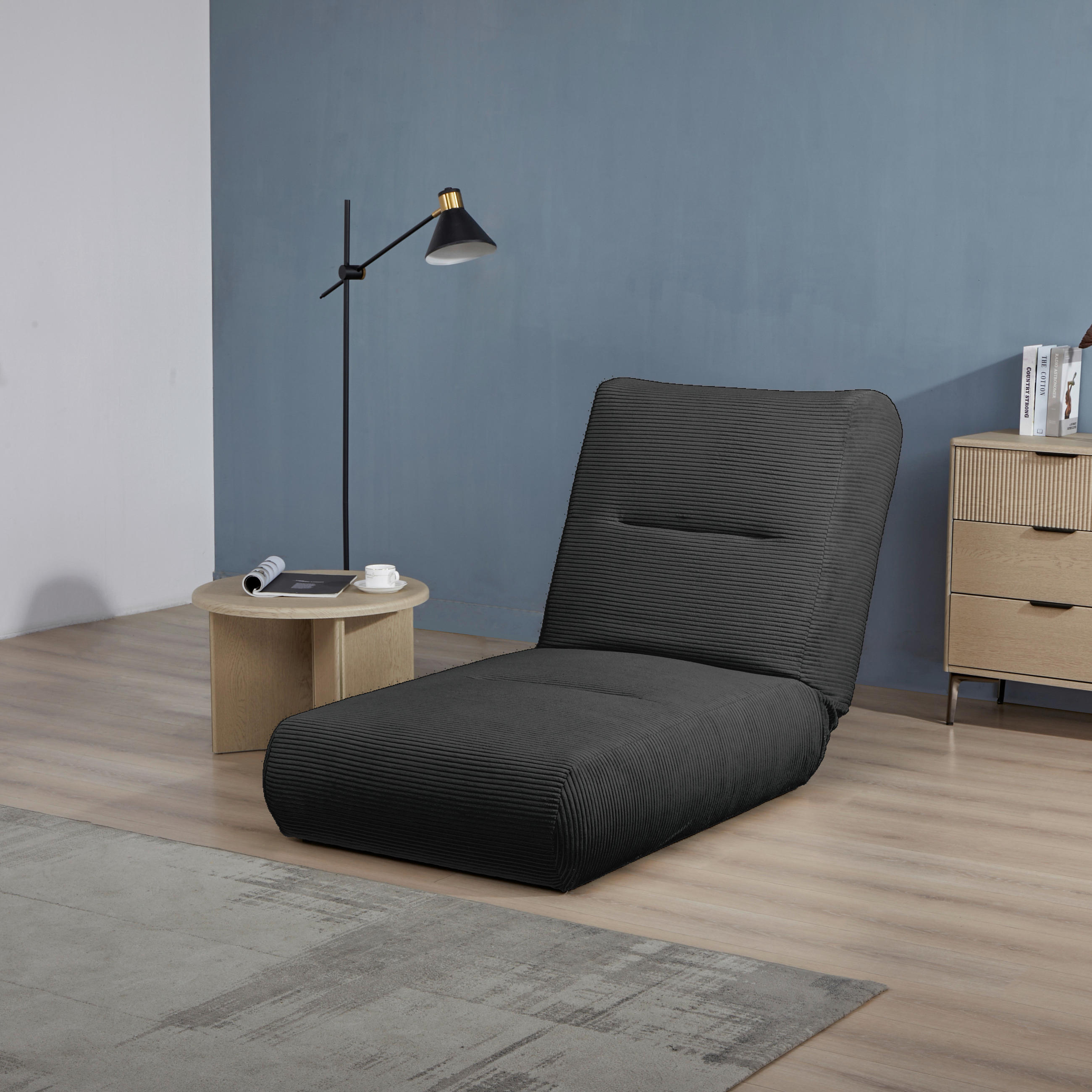 Fotoliu Extensibil, textil, negru