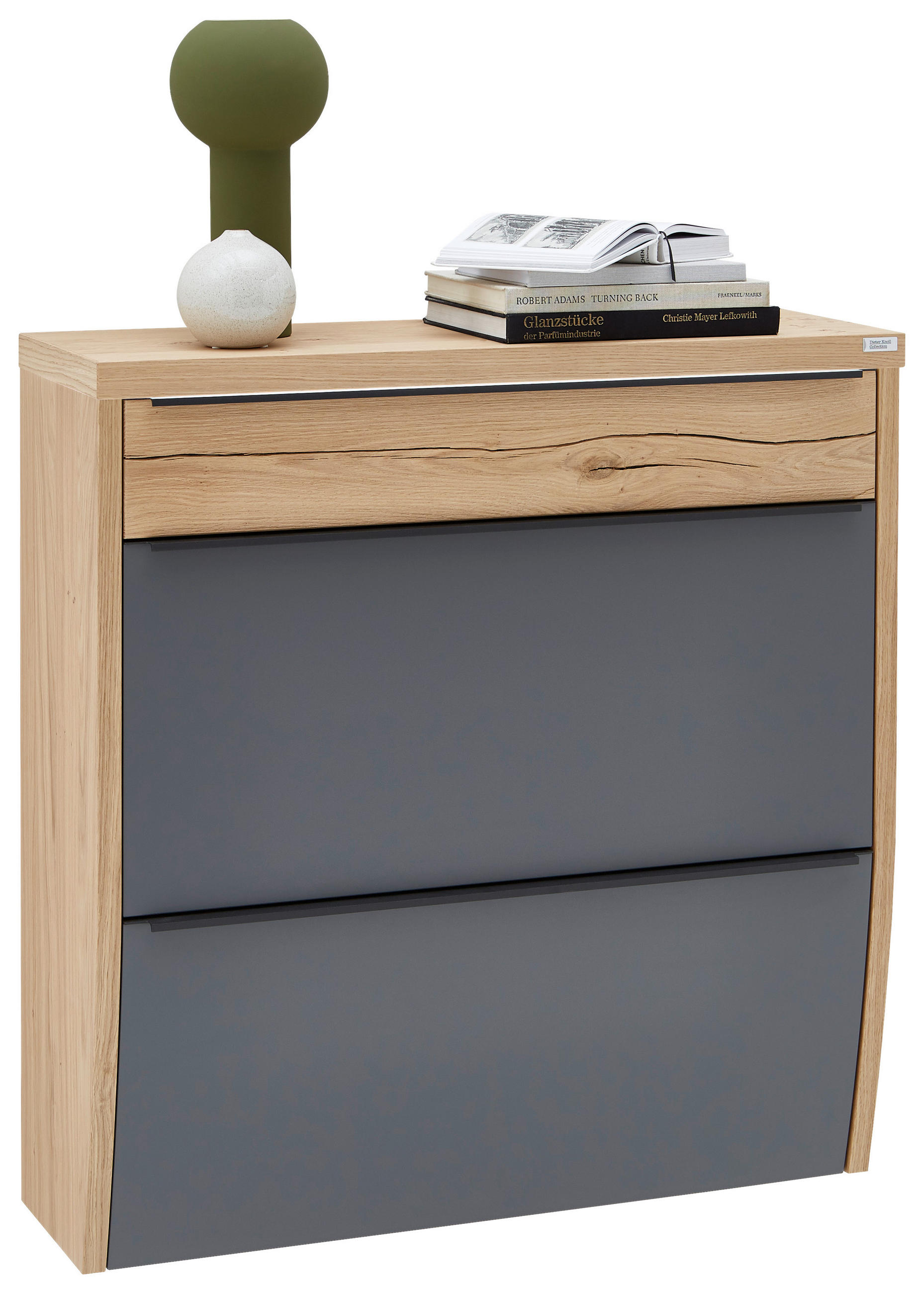 HÄNGESCHUHSCHRANK furniert, massiv Grau, Eichefarben - Eichefarben/Anthrazit, Design, Holzwerkstoff/Metall (92/95/31cm) - Dieter Knoll