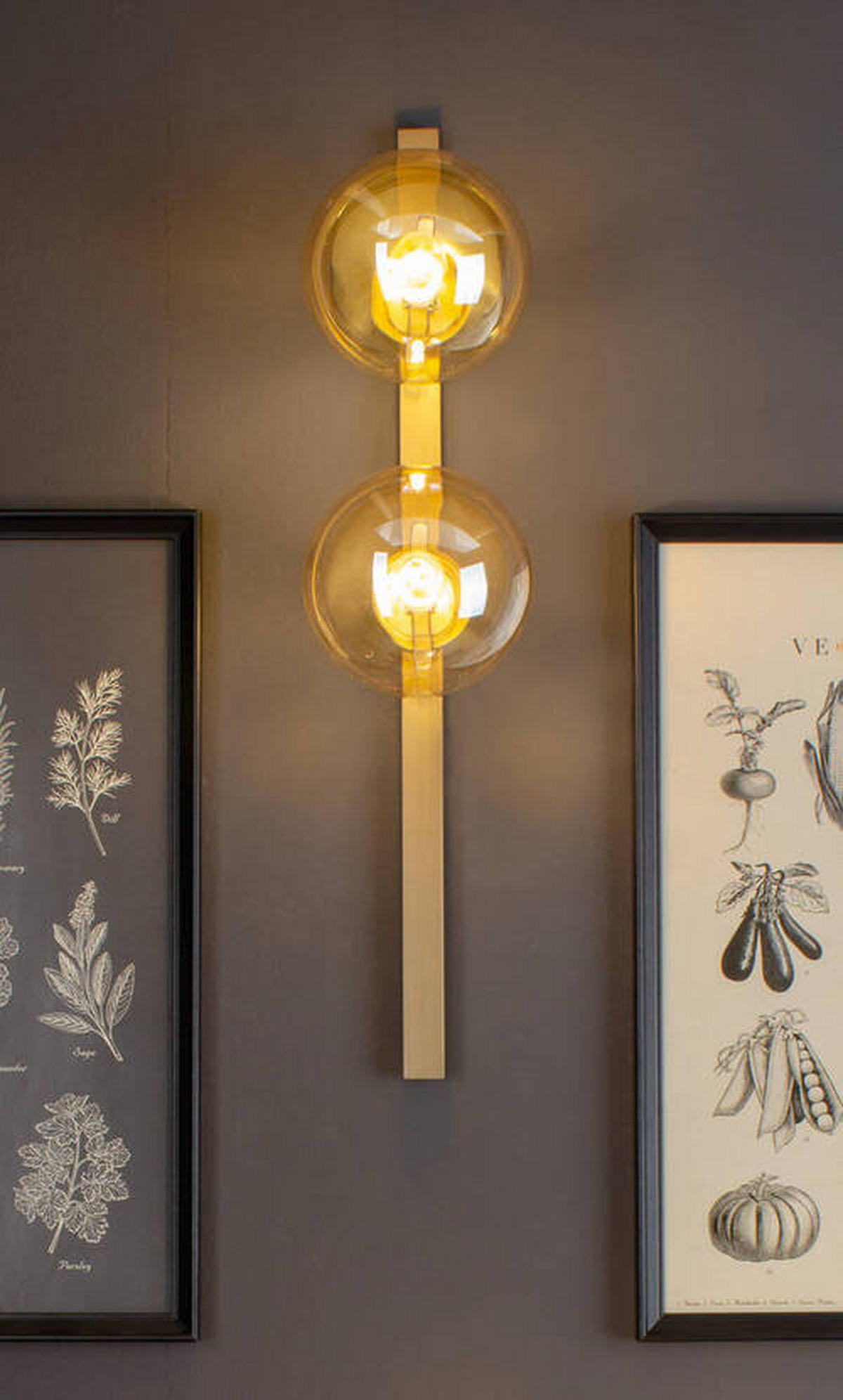 WANDLEUCHTE 60/14/16,5 cm   - Goldfarben/Bernsteinfarben, Design, Glas/Metall (60/14/16,5cm)