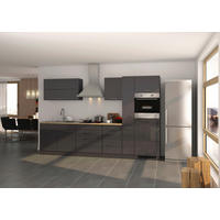 KÜCHENBLOCK 320 cm   in Graphitfarben  - Silberfarben/Graphitfarben, MODERN, Holzwerkstoff/Metall (320cm) - Held