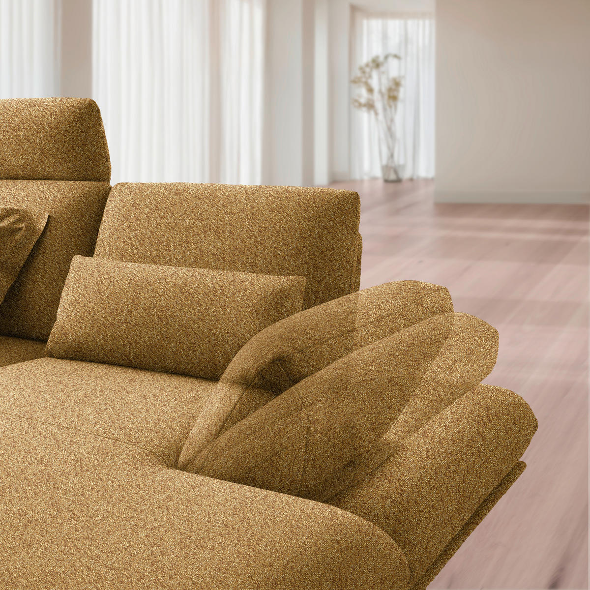 ECKSOFA Flachgewebe Currygelb  - Currygelb/Schwarz, Design, Textil/Metall (234/155cm) - Dieter Knoll