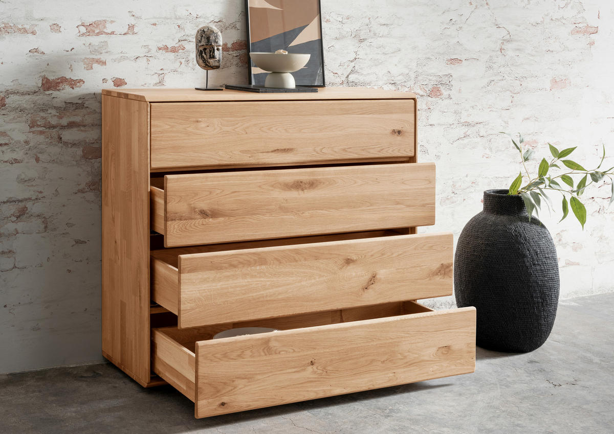 KOMMODE , 100/91/40 cm, 4 Schublade(n)  - Wildeiche, Design, Holz (100/91/40cm) - Livetastic