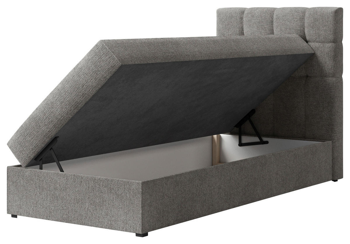 BOXBETT 90/200 cm,  in Anthrazit, Bettkasten, Topper, H2 + H3 = mittel + fest  - Anthrazit/Schwarz, MODERN, Holz/Kunststoff (90/200cm) - MID.YOU