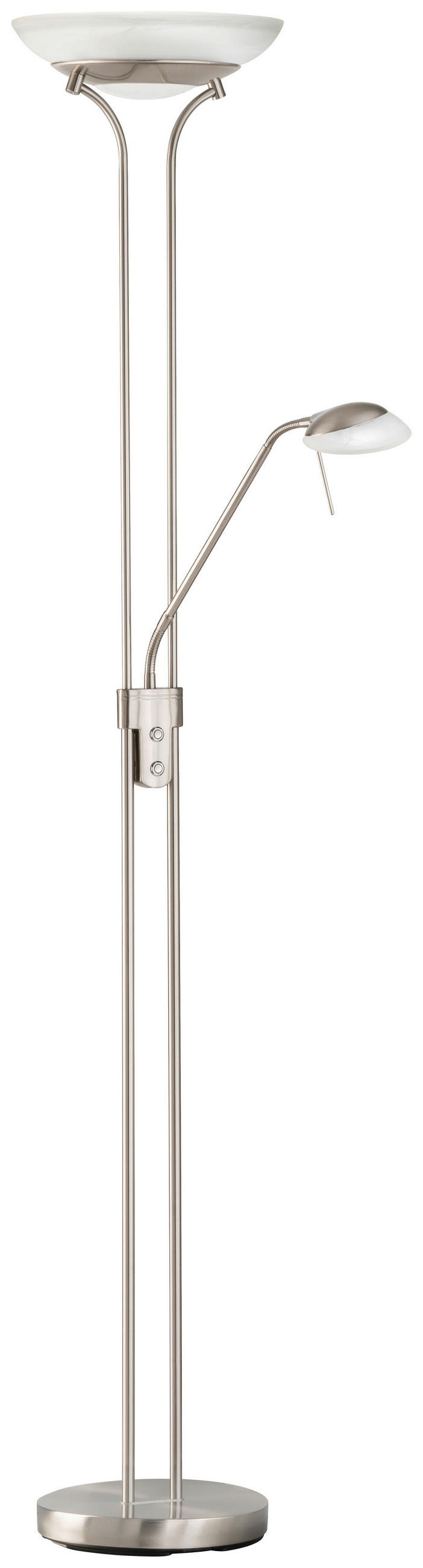 LED-STEHLEUCHTE 32/182 cm    - Weiß/Nickelfarben, Design, Glas/Metall (32/182cm) - Fischer & Honsel