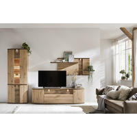 WOHNWAND  Eichefarben, Eiche Artisan 313/209/50 cm  - Eichefarben/Eiche Artisan, Design, Glas/Holzwerkstoff (313/209/50cm) - Xora