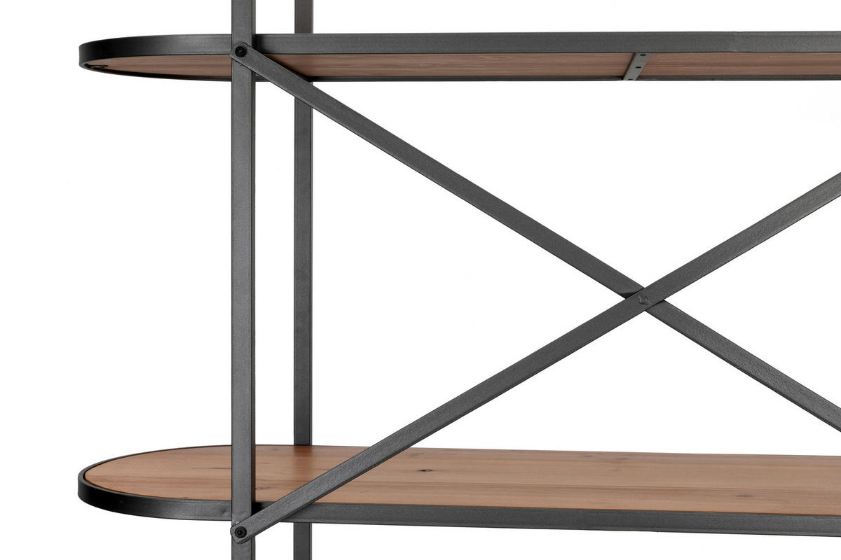 REGAL  120/185/42 cm Naturfarben, Schwarz  - Schwarz/Naturfarben, LIFESTYLE, Holz/Metall (120/185/42cm) - Livetastic