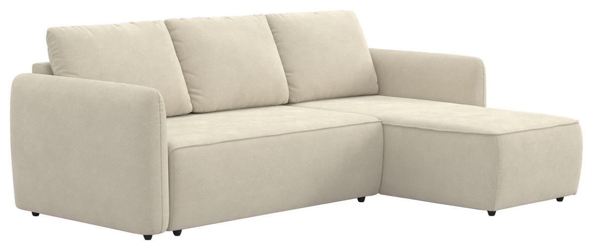 ECKSOFA Cord Beige  - Beige/Schwarz, Trend, Kunststoff/Textil (239/170cm) - MID.YOU