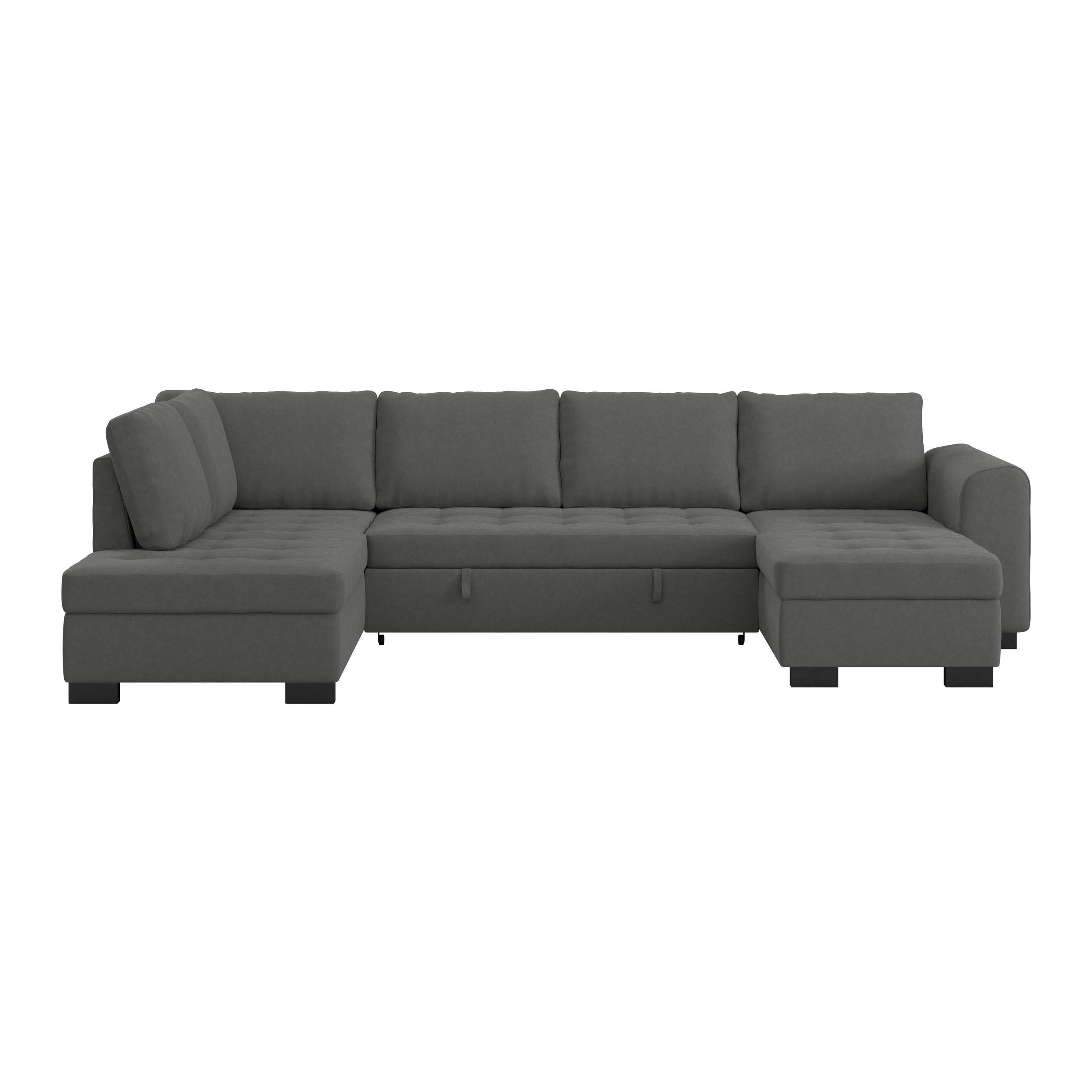 WOHNLANDSCHAFT Anthrazit Mikrofaser  - Anthrazit/Schwarz, MODERN, Kunststoff/Textil (178/305/155cm) - P & B
