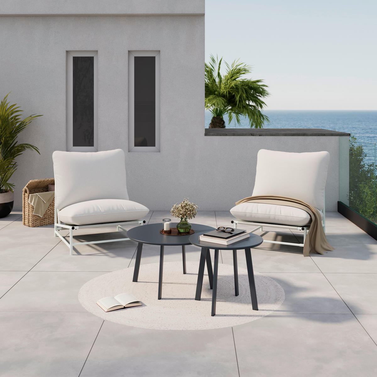 LOUNGESESSEL  - Hellgrau, Modern, Textil/Metall (70/76/87cm) - Ambia Garden