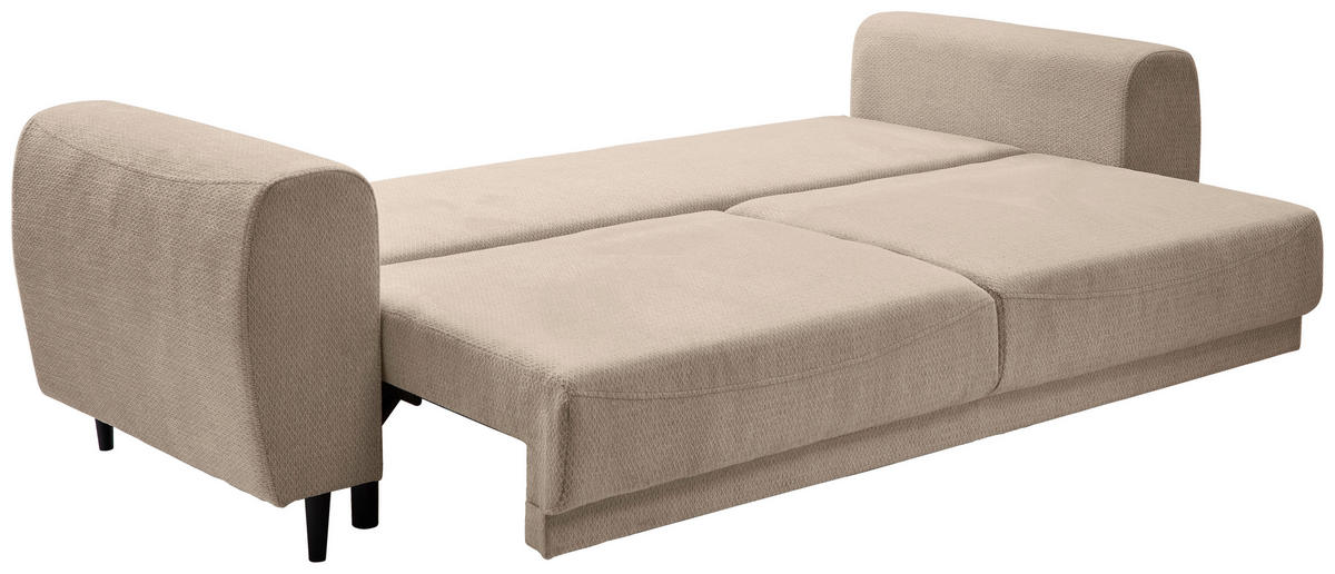 SCHLAFSOFA in Chenille Beige  - Beige/Schwarz, Konventionell, Holz/Textil (245/85/92cm) - Livetastic