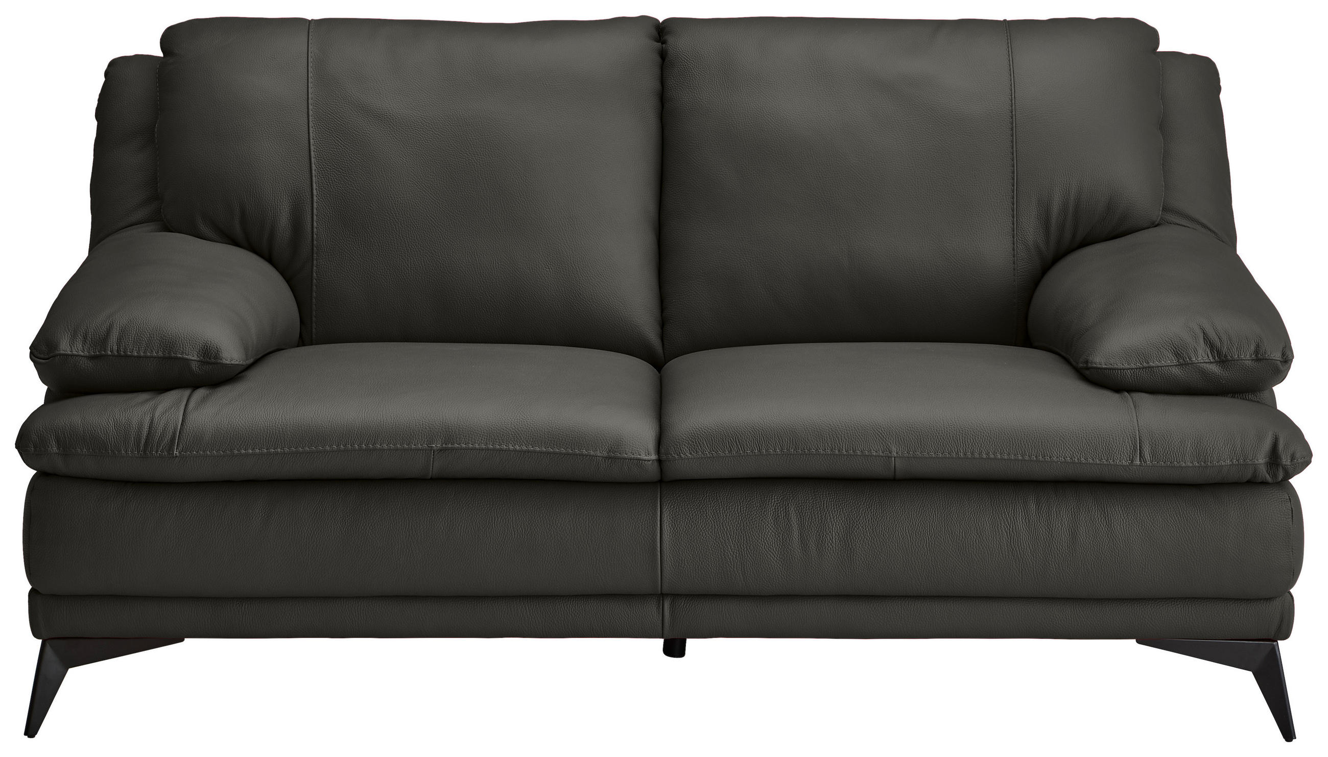 2-SITZER-SOFA Dunkelgrün Echtleder  - Dunkelgrün/Schwarz, Design, Leder/Metall (178/92/98cm) - Novel