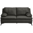 2-SITZER-SOFA Dunkelgrün Echtleder  - Dunkelgrün/Schwarz, Design, Leder/Metall (178/92/98cm) - Novel