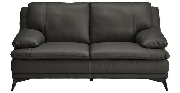 2-SITZER-SOFA Dunkelgrün Echtleder  - Dunkelgrün/Schwarz, Design, Leder/Metall (178/92/98cm) - Novel