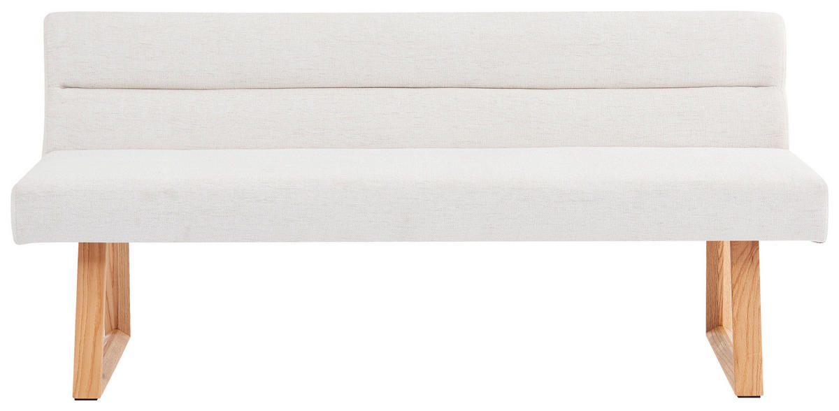 SITZBANK 180/82/61 cm Leinenoptik Eichefarben, Beige Eiche massiv  - Eichefarben/Beige, MODERN, Holz/Textil (180/82/61cm) - Livetastic