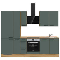 KÜCHENBLOCK 270 cm   in Eichefarben, Dunkelgrün  - Dunkelgrün/Eichefarben, MODERN, Holzwerkstoff/Metall (270cm) - Nobilia