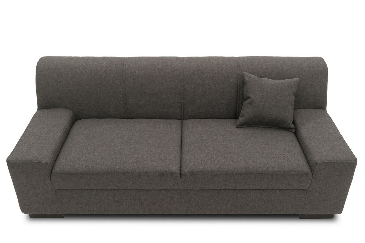 3-SITZER-SOFA in Webstoff Braun, Schwarz  - Wengefarben/Schwarz, Design, Holz/Textil (212/74/85cm) - MID.YOU