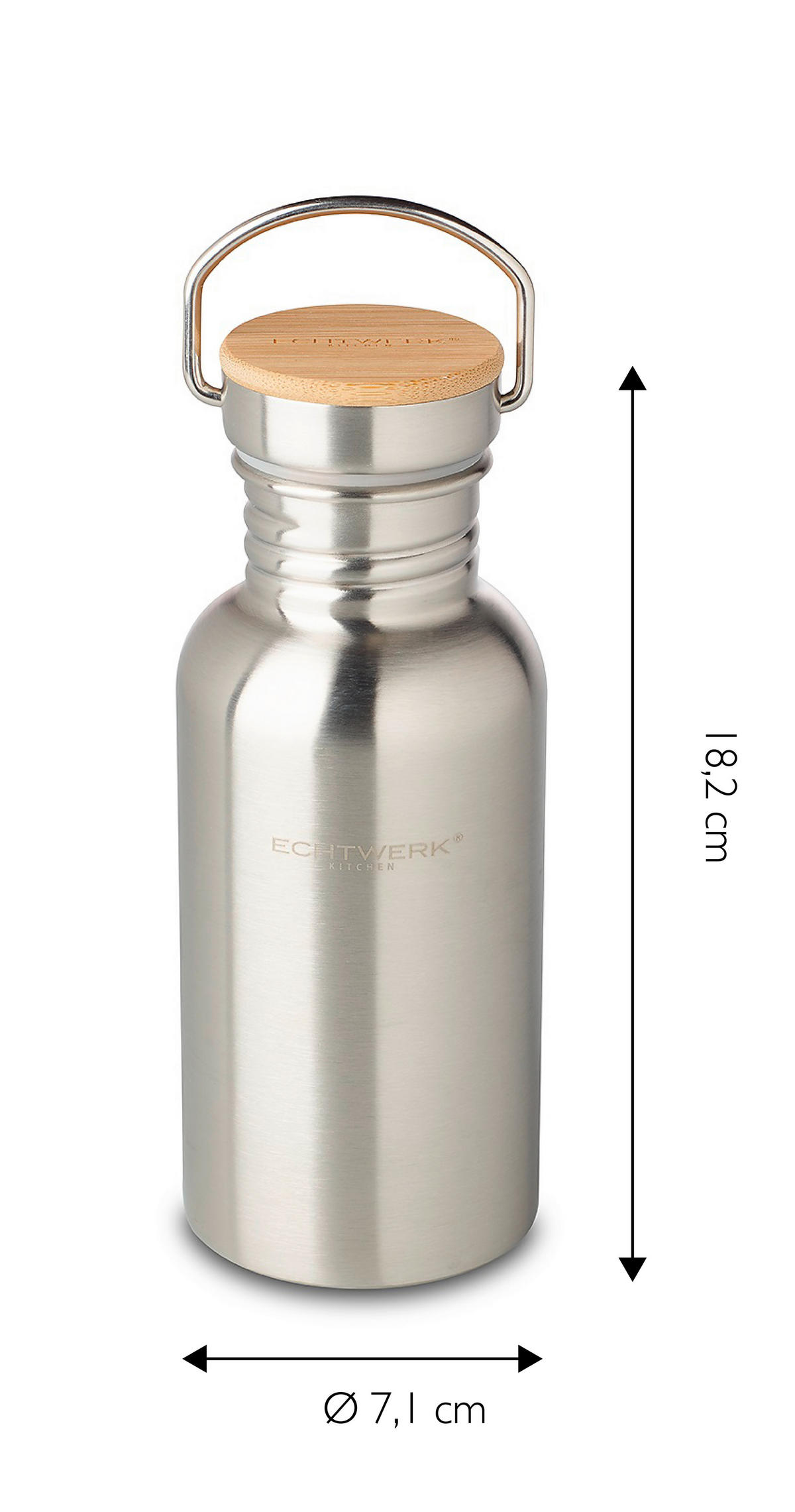 ISOLIERFLASCHE 0,5 L  - Silberfarben, Basics, Metall (7/18cm) - Echtwerk