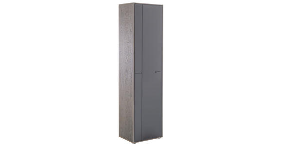 VITRINE in furniert Eiche Schwarz, Eichefarben - Eichefarben/Anthrazit, Design, Glas/Holz (50/190/37cm) - Novel