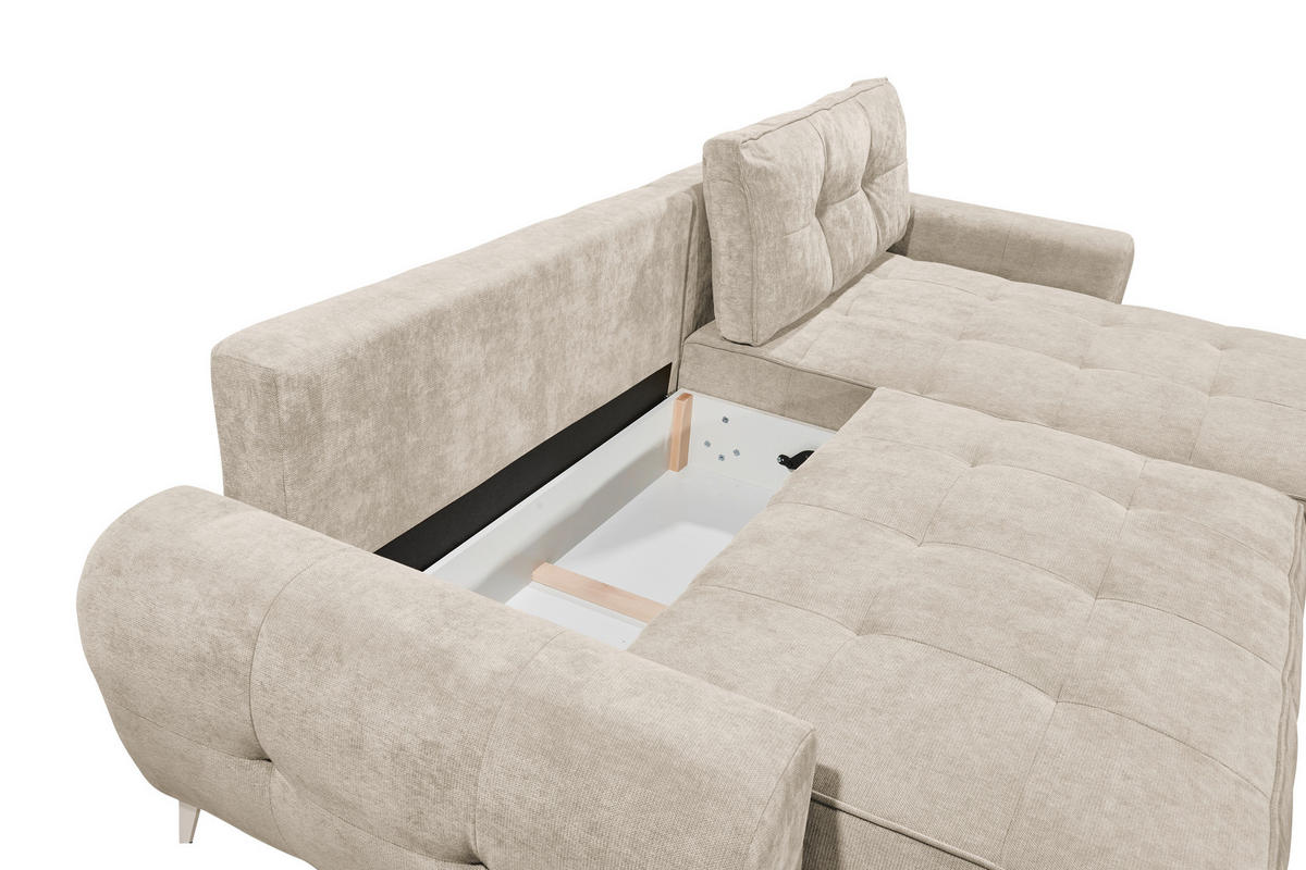 ECKSOFA Webstoff Beige  - Kaschmir/Beige, Modern, Kunststoff/Textil (284/191cm) - MID.YOU