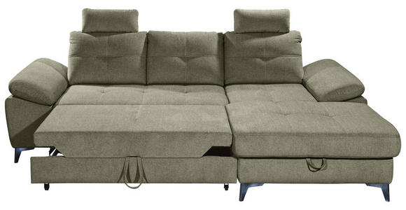 ECKSOFA Grün Mikrovelours - Chromfarben/Schwarz, KONVENTIONELL, Kunststoff/Textil (270/170cm) - Carryhome
