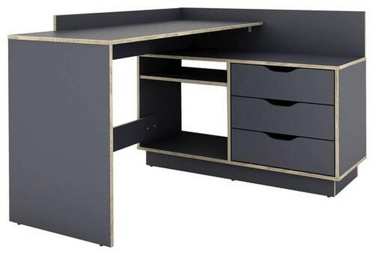 ECKSCHREIBTISCH 129/105/84 cm  in Anthrazit, Eichefarben  - Eichefarben/Anthrazit, LIFESTYLE, Holzwerkstoff (129/105/84cm) - MID.YOU