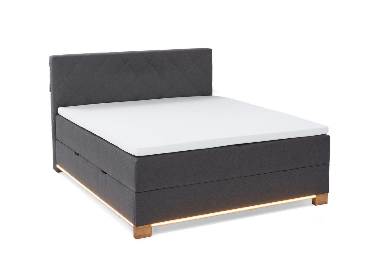 BOXSPRINGBETT 180/200 cm  in Anthrazit  - Anthrazit, Design, Holz/Holzwerkstoff (180/200cm) - Xora