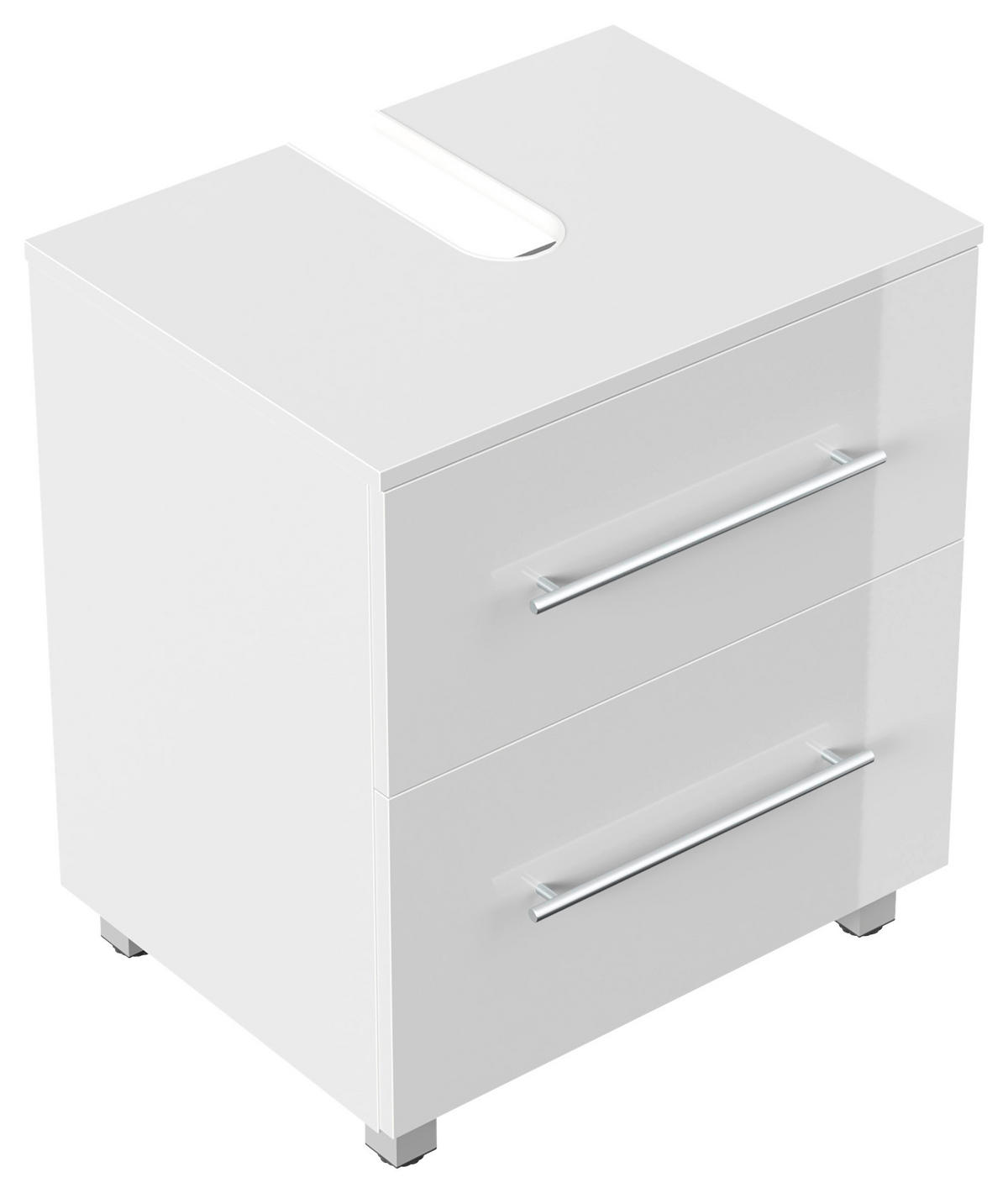 WASCHBECKENUNTERSCHRANK 55/63/41,6 cm  - Weiß Hochglanz/Silberfarben, MODERN, Holzwerkstoff/Metall (55/63/41,6cm) - MID.YOU