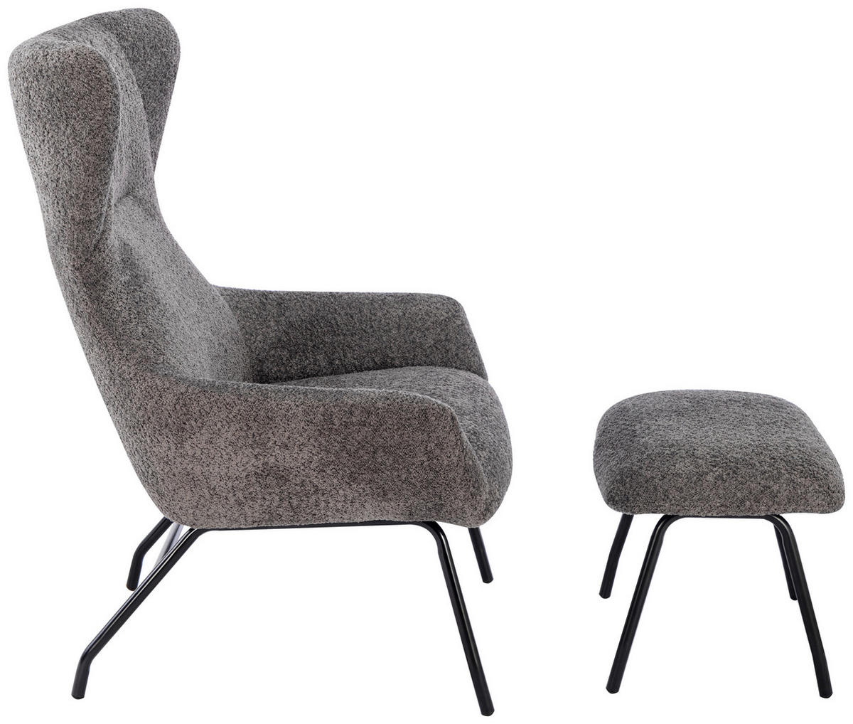 RELAXSESSELSET in Metall, Textil Dunkelgrau  - Dunkelgrau/Schwarz, Design, Textil/Metall (79,5/108/80cm) - Carryhome
