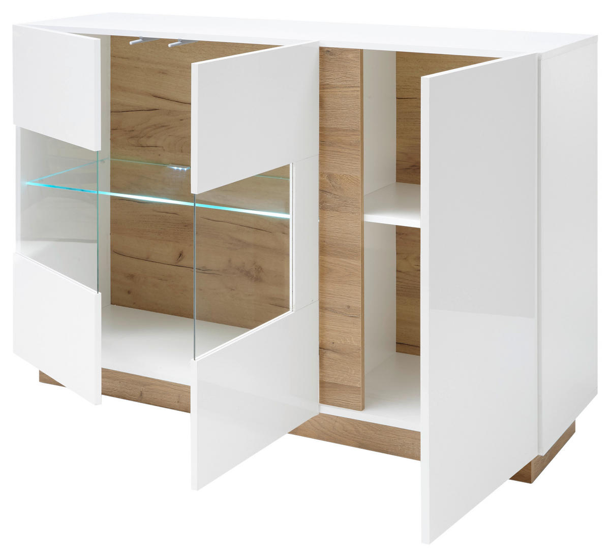 SIDEBOARD  in 138/91/40 cm  - Eichefarben/Weiß, Design, Glas/Holzwerkstoff (138/91/40cm) - MID.YOU
