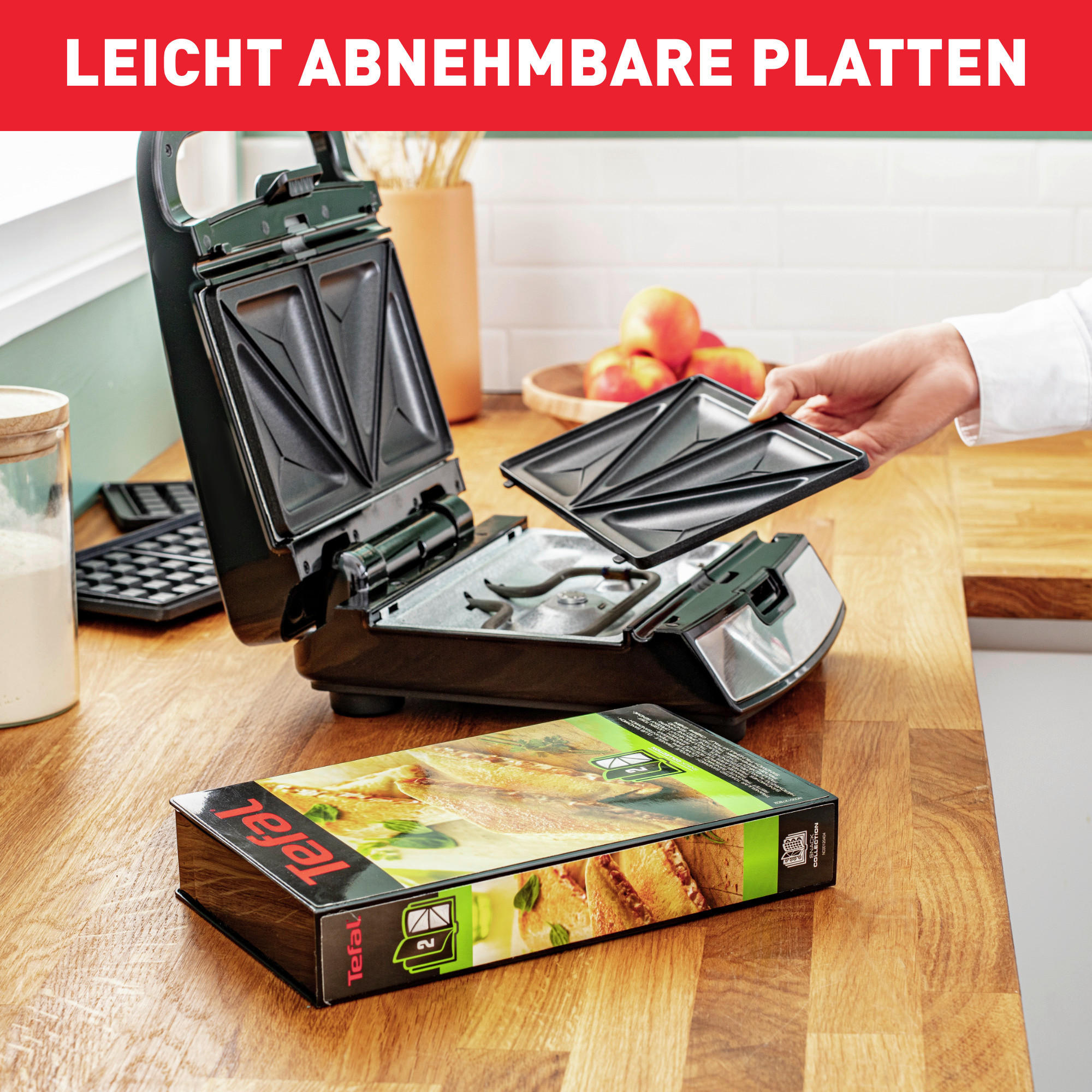 WAFFELEISEN  - Edelstahlfarben/Schwarz, Basics, Kunststoff (24/12,5/28cm) - Tefal
