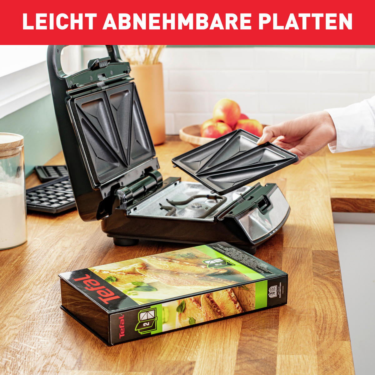 WAFFELEISEN  - Edelstahlfarben/Schwarz, Basics, Kunststoff (24/12,5/28cm) - Tefal