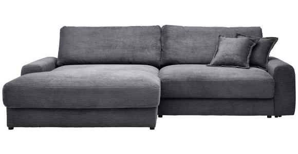 ECKSOFA in Cord Graphitfarben  - Schwarz/Graphitfarben, MODERN, Kunststoff/Textil (180/300cm) - Carryhome