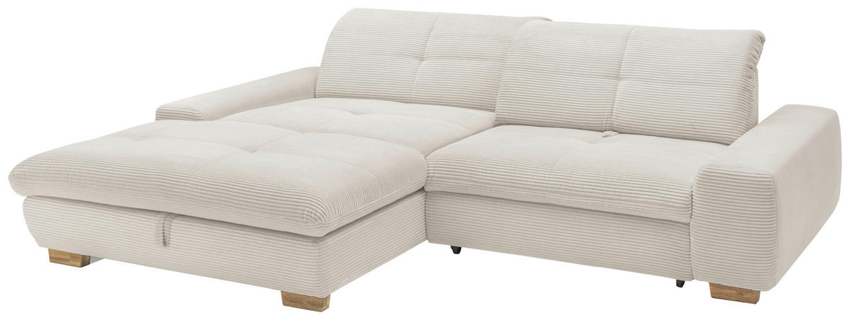 ECKSOFA Creme Cord  - Eichefarben/Creme, Design, Holz/Textil (198/276cm) - SetOne by Musterring