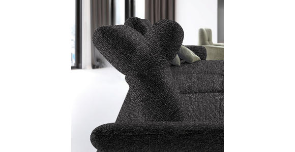 ECKSOFA in Chenille, Flachgewebe Dunkelgrau  - Dunkelgrau/Schwarz, Design, Textil/Metall (318/165cm) - Xora