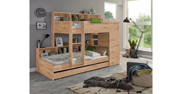 ETAGENBETT 90/200 cm Eiche Artisan  - Eiche Artisan, Design, Holzwerkstoff (90/200cm) - Xora