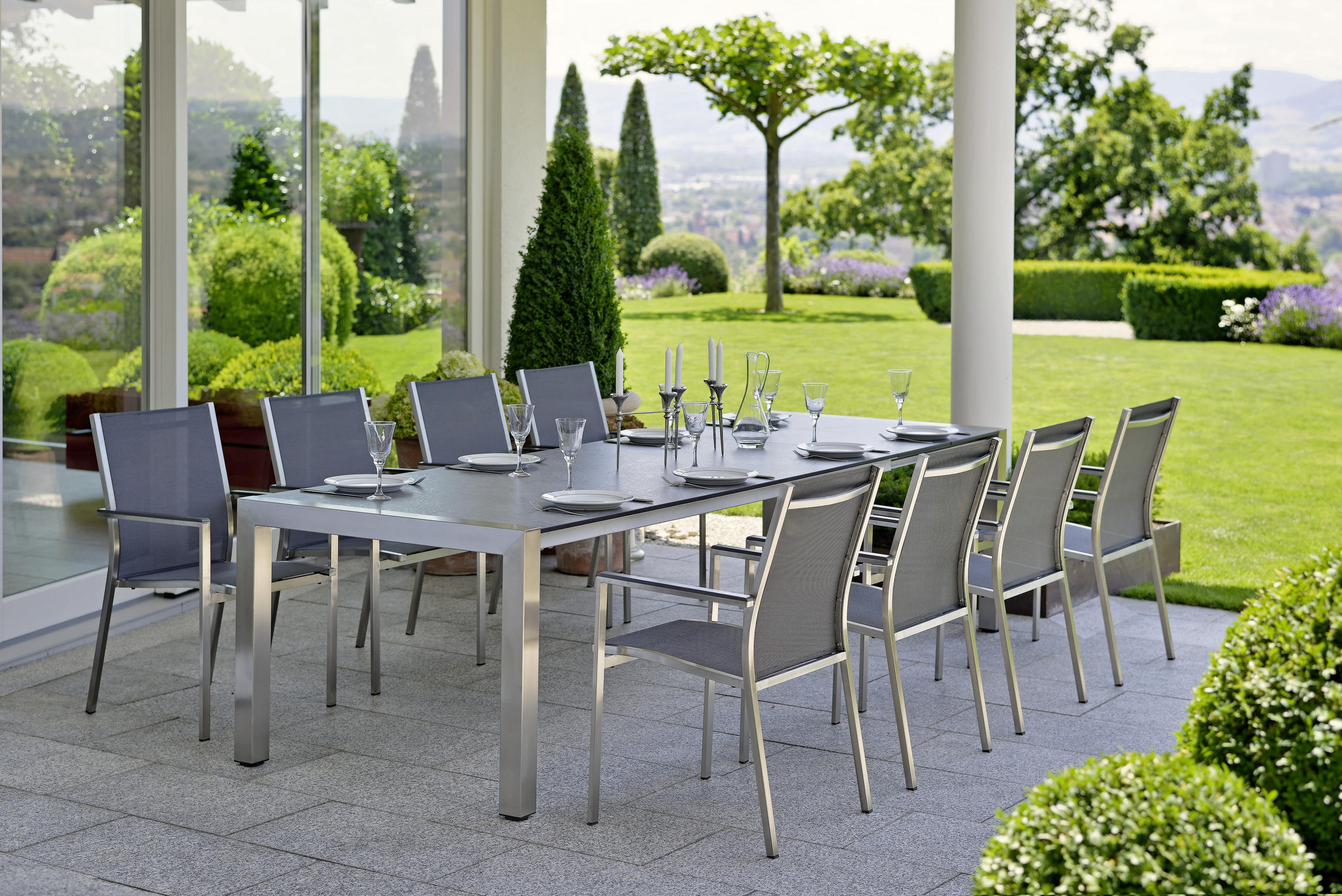 STAPELSESSEL Aluminium, Edelstahl Grau, Silberfarben, Edelstahlfarben - Edelstahlfarben/Anthrazit, Basics, Textil/Metall (57/92/61cm) - Stern