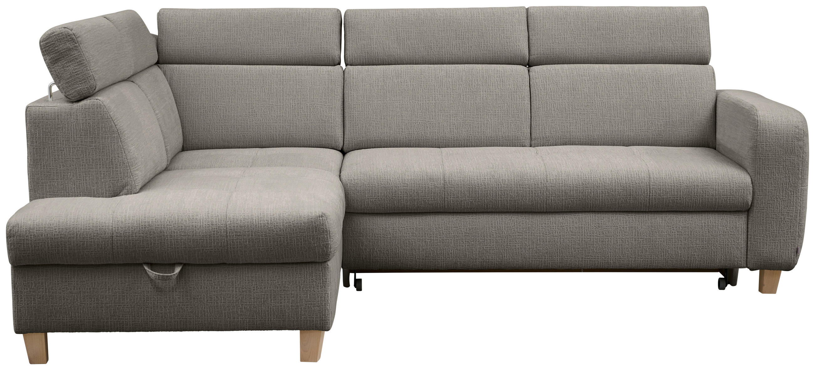 ECKSOFA inkl. Funktionen Dunkelgrau Samt  - Dunkelgrau, Design, Holz/Textil (206/261cm) - Venda